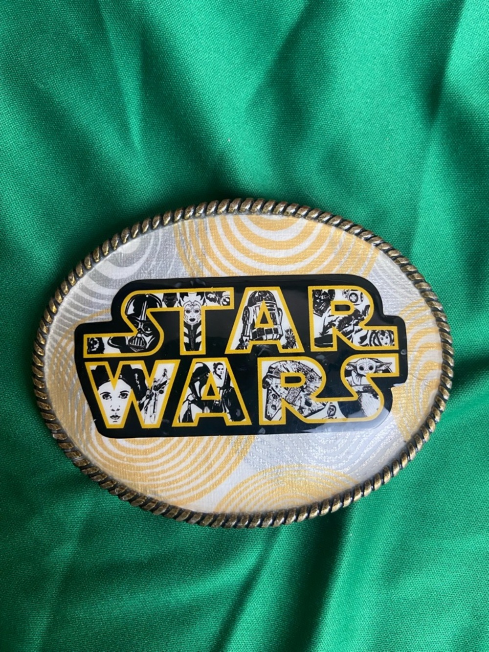 Star Wars Logo Oval Buckle in Yellow, Black, White fits 1.5 inch belt